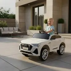 Licensed Audi Electric Car White - ელექტრო მანქანა კაუჩუკის საბურავებით