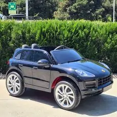 Porsche Electric Car Black - ელექტრო მანქანა კაუჩუკის საბურავებით