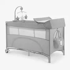 Kikkaboo Baby cot 2 levels Nighty Night Grey - საბავშვო ორ დონიანი საწოლ-მანეჟი