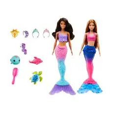 Barbie Mermaid Set With 2 Brunette Dolls ქალთევზა ბარბები