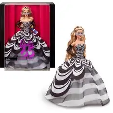 Barbie Signature 65th Anniversary Collectible Doll with Blonde Hair and Black and White Gown - ბარბის სათამაშო თოჯინა