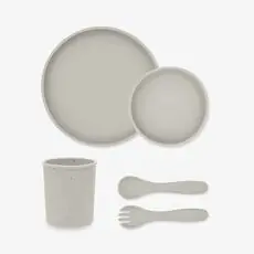 KikkaBoo Feeding set 5 pcs Platinum Silicone Sand - საბავშვო ჭურჭლის ნაკრები