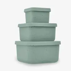 KikkaBoo Snack box set 3 pcs Platinum Silicone Sage - საბავშვო საკვების ბოქსი
