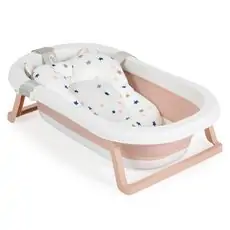 Moni Baby Bathtub Set With Foldable Bath Palma Pink - ჩვილის დასაკეცი აბაზანა