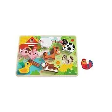 Tooky Toy TH636 Chunky puzzle Farm-ფერმის სქელი ხის ფაზლი