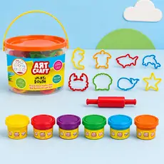 Dede 03282 ART CRAFT BIG BUCKET DOUGH SET 6 COLOURS 15 PCS  საბავშვო პლასტელინის ნაკრები