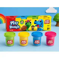 Dede 03281 ART CRAFT PLAY DOUGH 4 TUB PACK (560  GR) საბავშვო პლასტელინის ნაკრები