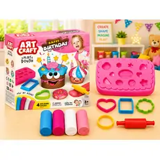 Dede ART CRAFT 03683 HAPPY BIRTHDAY DOUGH SET 200 GR საბავშვო პლასტელინების ნაკრები