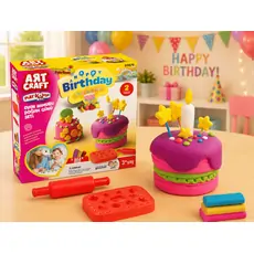 Dede 03575 ART CRAFT BIRTHDAY PLAY DOUGH SET 150 GR საბავშვო პლასტელინების ნაკრები