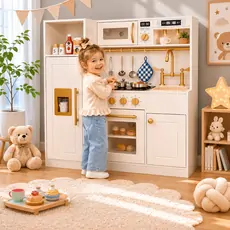 Elegant Kitchen Playset  White - საბავშვო ხის სამზარეულო