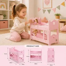 Moni Toys Doll Bunk Wooden Bed PH12A003 თოჯინის ხის საწოლი