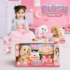 Cartoon Cute Plush Pet Puppy - სათამაშო ლეკვი აქსესუარებით