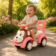 Ride On Monkey Car Pink - გადასაჯდომი მანქანა