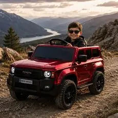 Land Cruiser Toyota Prado Painted Red With Eva Wheels - ელექტრო მანქანა კაუჩუკის საბურავებით