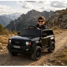 Land Cruiser Toyota Prado Painted Black With Eva Wheels - ელექტრო მანქანა კაუჩუკის საბურავებით
