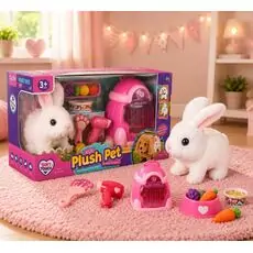 Cute Plush Rabbit Toy With nursery Set - რბილი სათამაშო კურდღელი აქსესუარებით