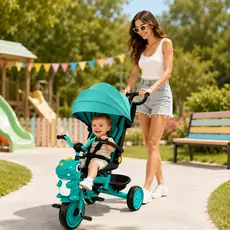 Dino Tricycle Green With Music And Light - სასეირნო ველო-ეტლი