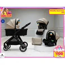KikkaBoo Ava 3in1 Beige - საბავშვო ეტლის კომპლექტი