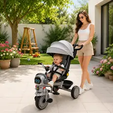 Robot Tricycle Grey With Music And Light - სასეირნო ველო-ეტლი