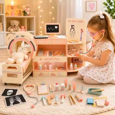 Wooden Doctor's Emergency Center Toy Set - სათამაშო ხის სექიმო ნაკრები