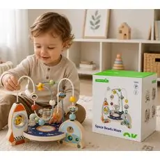 Tooky Toy Rocket Beads Maze - ხის განსავითარებელი სათამაშო
