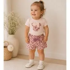 Floral Bow 2 In 1 Set Pink - საბავშვო ორეული