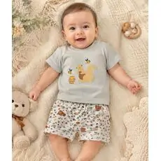Bear With Honey 2 In 1 Set Grey - საბავშვო ორეული