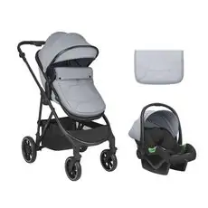 KikkaBoo Jean 3 In 1 Dark Grey - საბავშვო ეტლის კომპლექტი