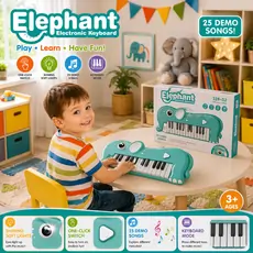 Elephant Piano With 25-Key And Light - სათამაშო პიანინო 25 კლავიშით