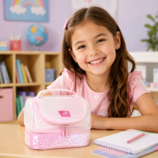 Girabrilla Puffer Lunch Box Light Pink - საბავშვო ლანჩის ჩანთა