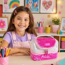 Girabrilla Puffer Lunch Box Dark Pink - საბავშვო ლანჩის ჩანთა
