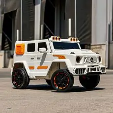Mercedes Off Road Car White With Eva Wheels - ელექტრო მანქანა კაუჩუკის საბურავებით