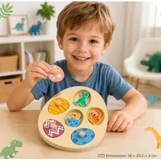 Wooden Egg Puzzle Dinosaurs - ხის სათამაშო კვერცხის ფაზლი