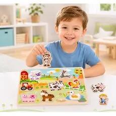 Tooky Toy TY858 Farm puzzle ხის სათამაშო ფაზლი