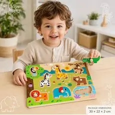 Tooky Toy Hi Pando Wild Animal Puzzle Set - ხის  განსავითარებელი სათამაშო ცხოველების ფაზლი