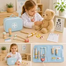 Tooky Toy Little Doctor Wooden Set - ხის განსავითარებელი სათამაშო საექიმო ნაკრები