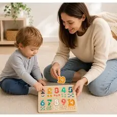 Tooky Toy Hi Pando Number Puzzle Set - ხის  განსავითარებელი სათამაშო ციფრების ფაზლი
