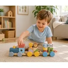 Tooky Toy My Forest Friends Stacking Animals Train - ხის განსავითარებელი სათამაშო მატარებელი