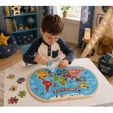 Tooky Toys World Map Puzzle TY123 - ხის განსავითარებელი სათამაშო ფაზლი
