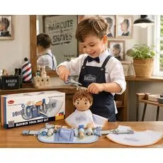 Wooden Toy Barber Tool Belt set - ხის სათამაშო ინსტრუმენტების ქამარი