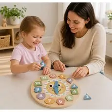 Tooky Toy Clock Puzzle - ხის განსავითარებელი სათამაშო საათის ფაზლი