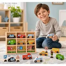 Tooky Toys Wooden Cars Set - ხის სათამაშო მანქანების ნაკრები