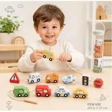 Tooky Toy Lacing Transportation-ძაფზე ასაწყობი ტრანსპორტი