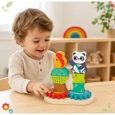 Hi Pando Educational Toy with Wooden Gears Stacking - ხის განსავითარებელი სათამაშო