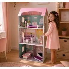 Moni Toys 4121 Wooden doll house Anna საბავშვო ხის სათამაშო თოჯინის სახლი