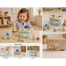 Tooky Toy Forest Friends 3 In 1 Educational Box- ხის განსავითარებელი სათამაშო