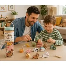 Tooky Toy Lacing Farm Animals Set - ხის განსავითარებელი სათამაშო შინაური ცხოველები