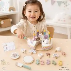 Wooden Montessori Cutting Cake - სათამაშო ხის დასაჭრელი ტორტი