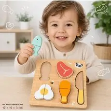 Tooky Toy Cutting Food 10 PCS - ხის განსავითარებელი სათამაშო დასაჭრელი საჭმელი