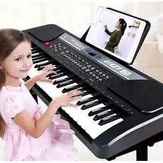 61-Key Electronic Keyboard with Microphone and Music Holder - სათამაშო ელექტრო პიანინო მიკროფონით და ნოტების დასადებით